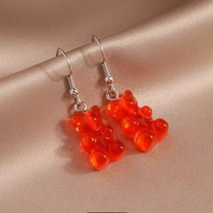 Red Gummy Bear Strawberry Candy Retro Cute  Dainty Vintage Casual Dangle Earring